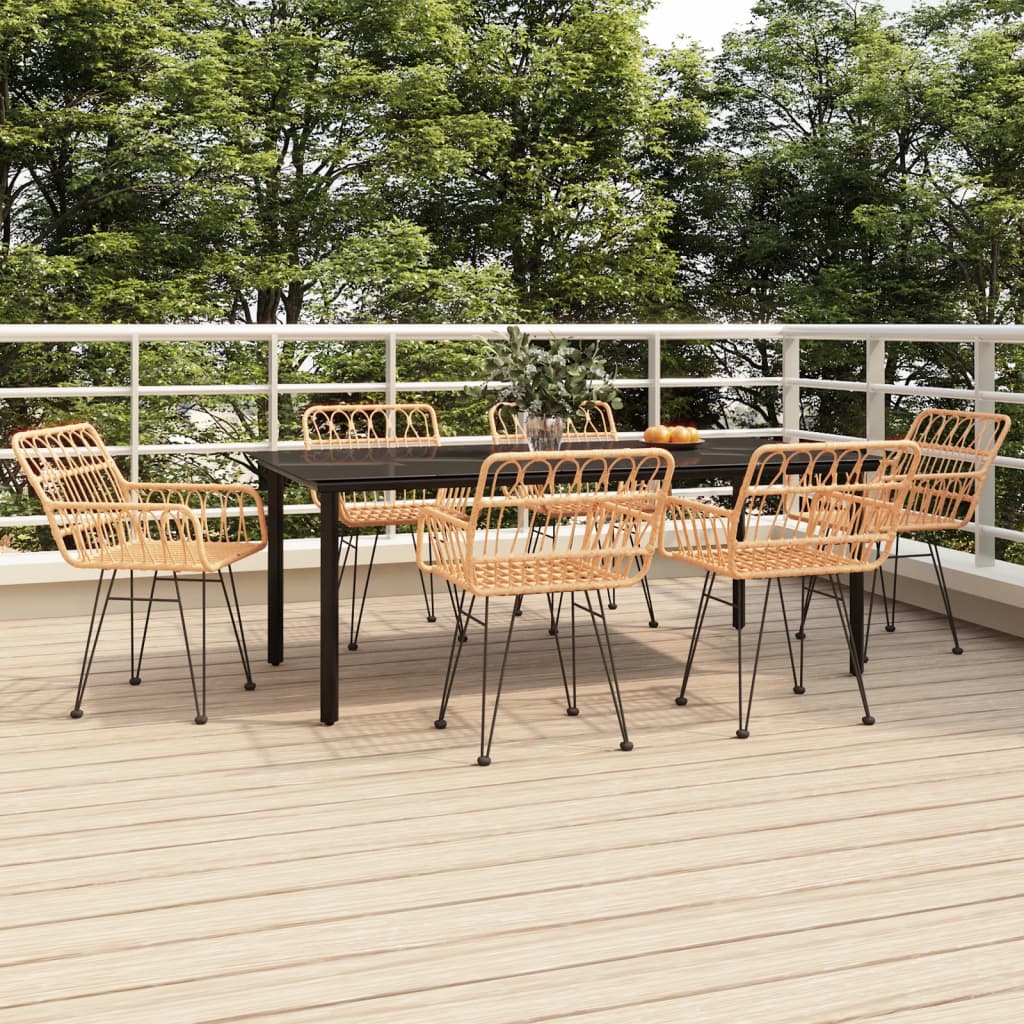 -Delige Tuinset Poly Rattan 7 160 cm tafellengte Bruin