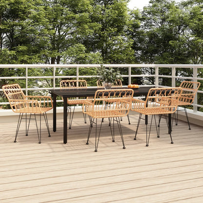 -Delige Tuinset Poly Rattan 7 160 cm tafellengte Bruin