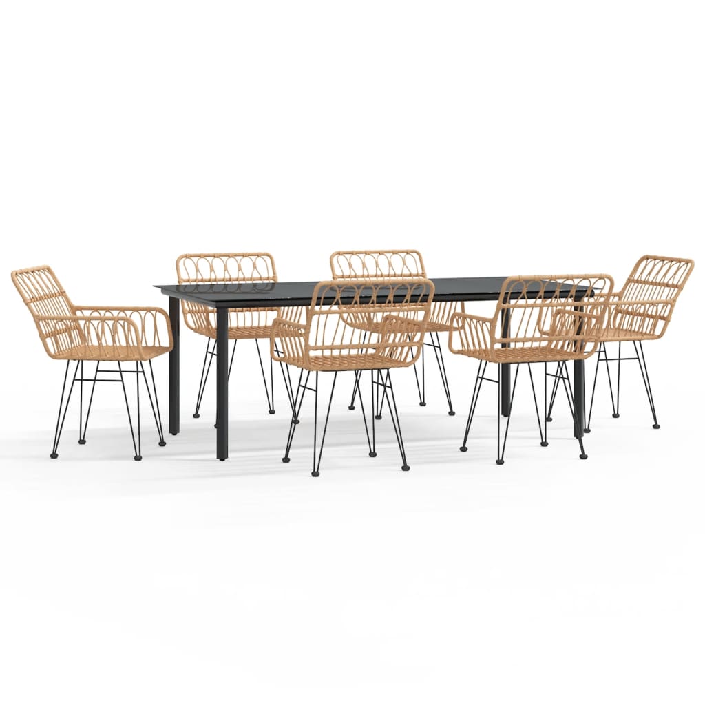 7-Delige Tuinset Poly Rattan 6 200 cm tafellengte Bruin