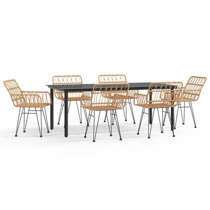 7-Delige Tuinset Poly Rattan 6 200 cm tafellengte Bruin