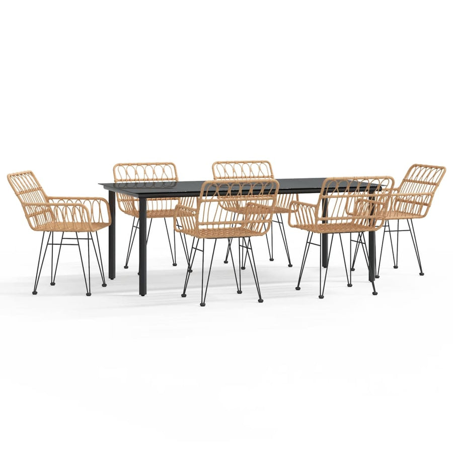7-Delige Tuinset Poly Rattan 6 200 cm tafellengte Bruin