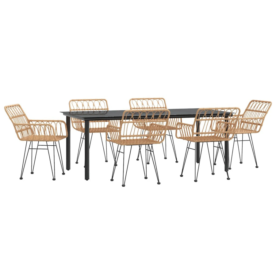 7-Delige Tuinset Poly Rattan 6 200 cm tafellengte Bruin
