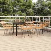 Tuinset 7-delig poly rattan bruin 200x100x74 cm