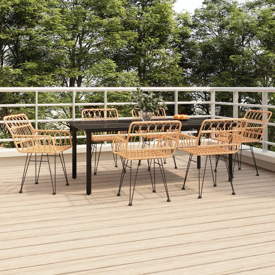 7-Delige Tuinset Poly Rattan 6 200 cm tafellengte Bruin