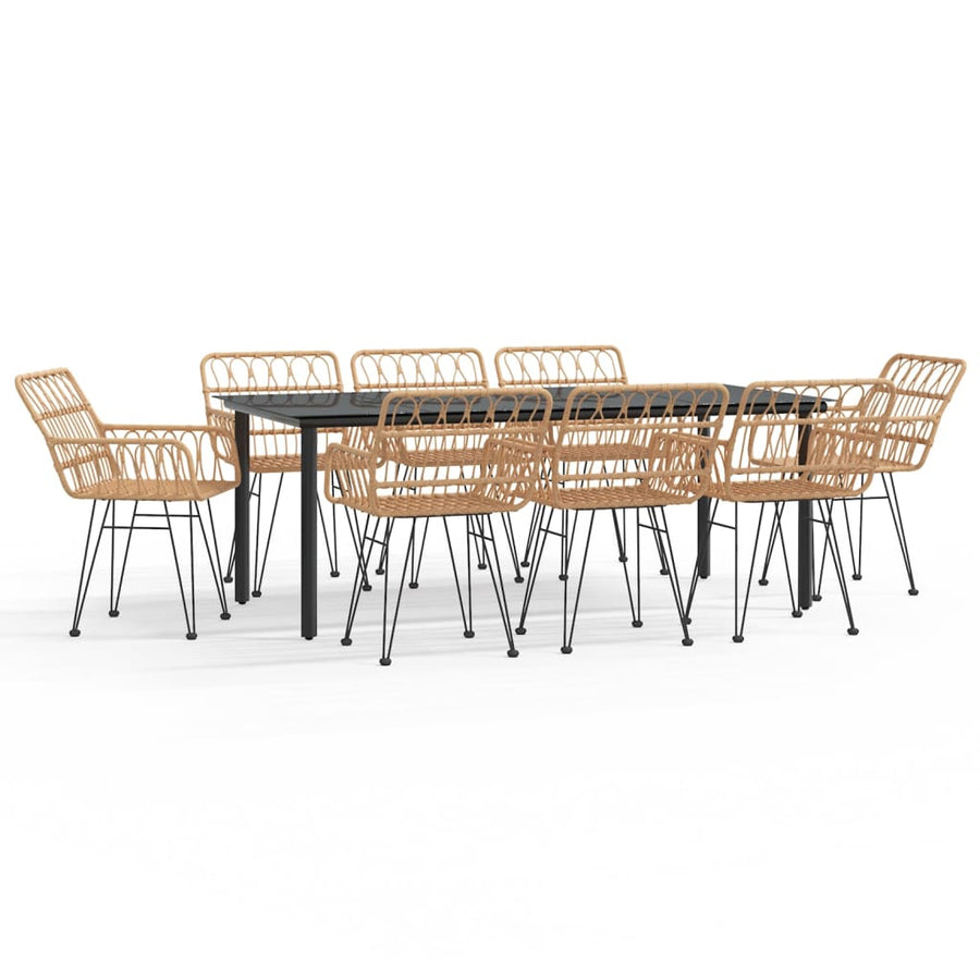 9-Delige Tuinset Poly Rattan 8 200 cm tafellengte Bruin