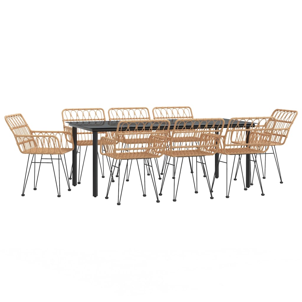 9-Delige Tuinset Poly Rattan 8 200 cm tafellengte Bruin