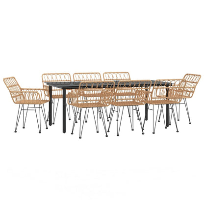 9-Delige Tuinset Poly Rattan 8 200 cm tafellengte Bruin