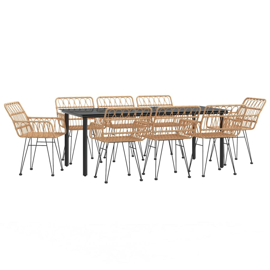9-Delige Tuinset Poly Rattan 8 200 cm tafellengte Bruin