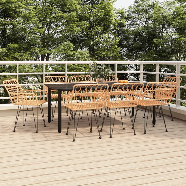 -Delige Tuinset Poly Rattan 9 200 cm tafellengte Bruin