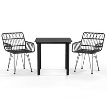 -Delige Tuinset Poly Rattan 3 80 cm tafellengte Zwart