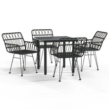 -Delige Tuinset Poly Rattan 5 80 cm tafellengte Zwart