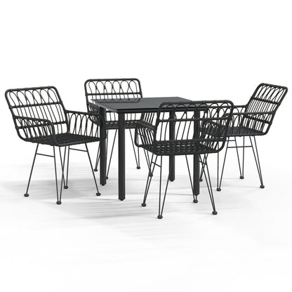 -Delige Tuinset Poly Rattan 5 80 cm tafellengte Zwart