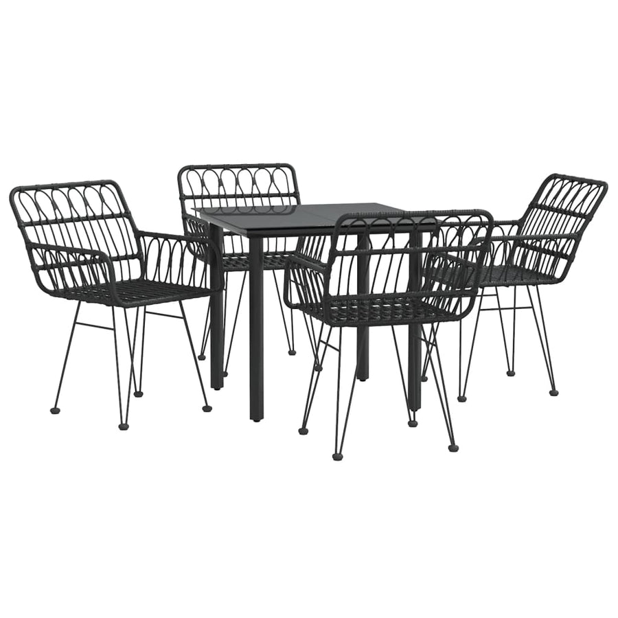 -Delige Tuinset Poly Rattan 5 80 cm tafellengte Zwart