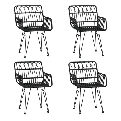 -Delige Tuinset Poly Rattan 5 80 cm tafellengte Zwart
