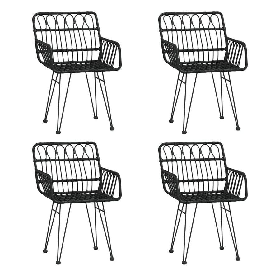 -Delige Tuinset Poly Rattan 5 80 cm tafellengte Zwart