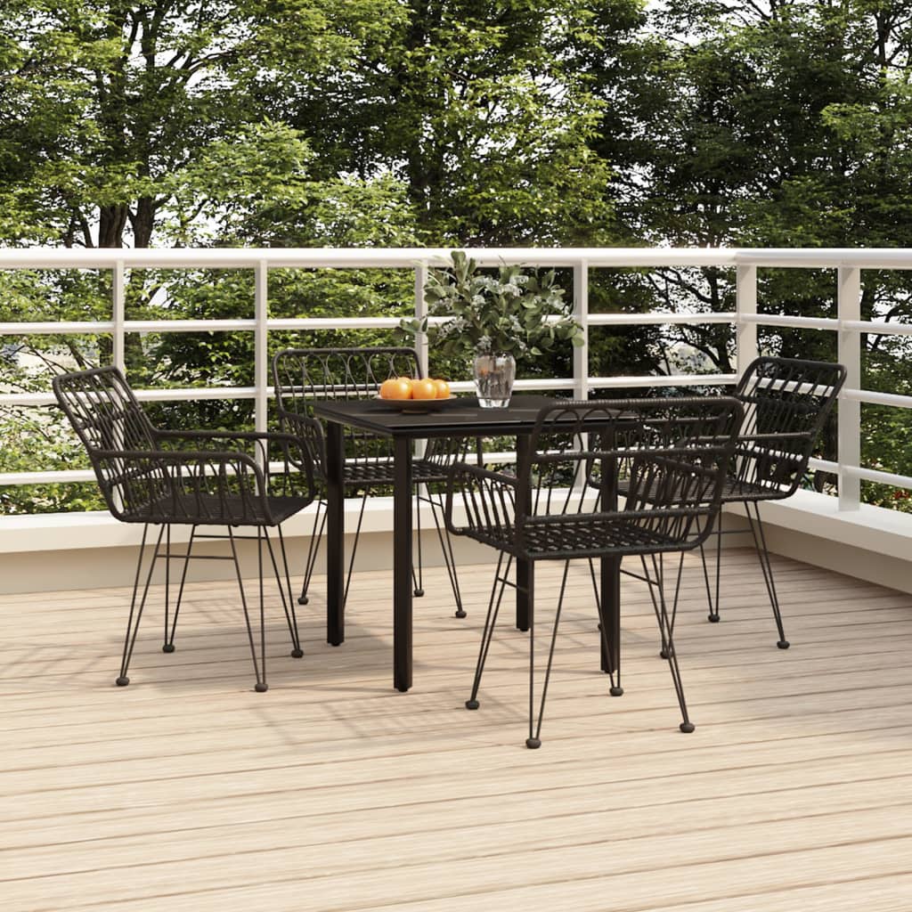 -Delige Tuinset Poly Rattan 5 80 cm tafellengte Zwart