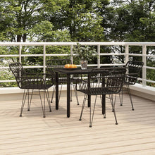 -Delige Tuinset Poly Rattan 5 80 cm tafellengte Zwart