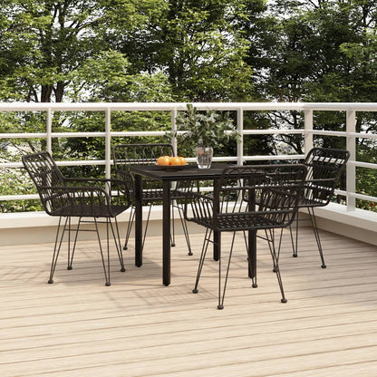 -Delige Tuinset Poly Rattan 5 80 cm tafellengte Zwart