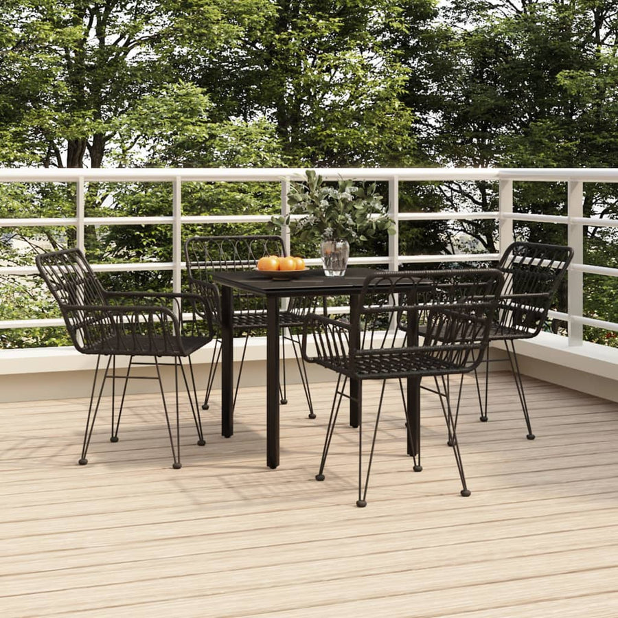 -Delige Tuinset Poly Rattan 5 80 cm tafellengte Zwart