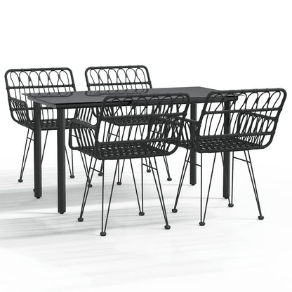 -Delige Tuinset Poly Rattan 5 140 cm tafellengte Zwart