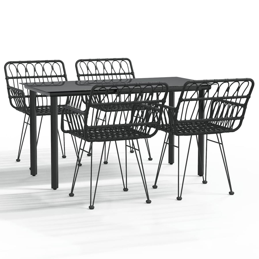 -Delige Tuinset Poly Rattan 5 140 cm tafellengte Zwart
