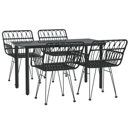 -Delige Tuinset Poly Rattan 5 140 cm tafellengte Zwart