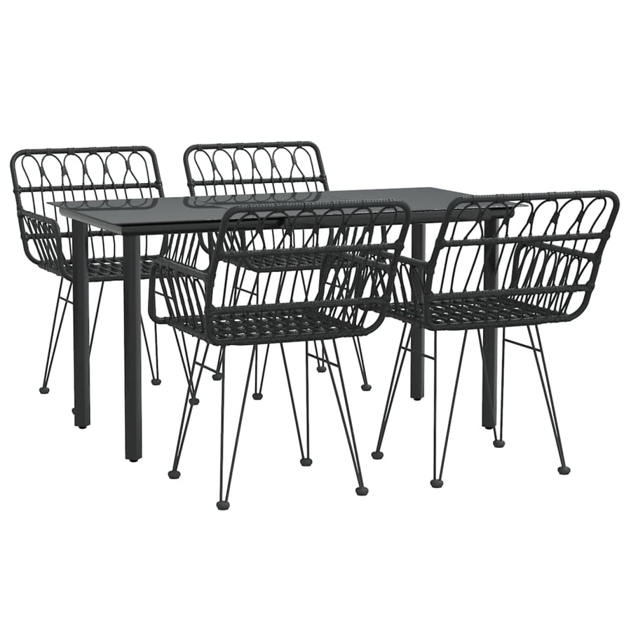 -Delige Tuinset Poly Rattan 5 140 cm tafellengte Zwart