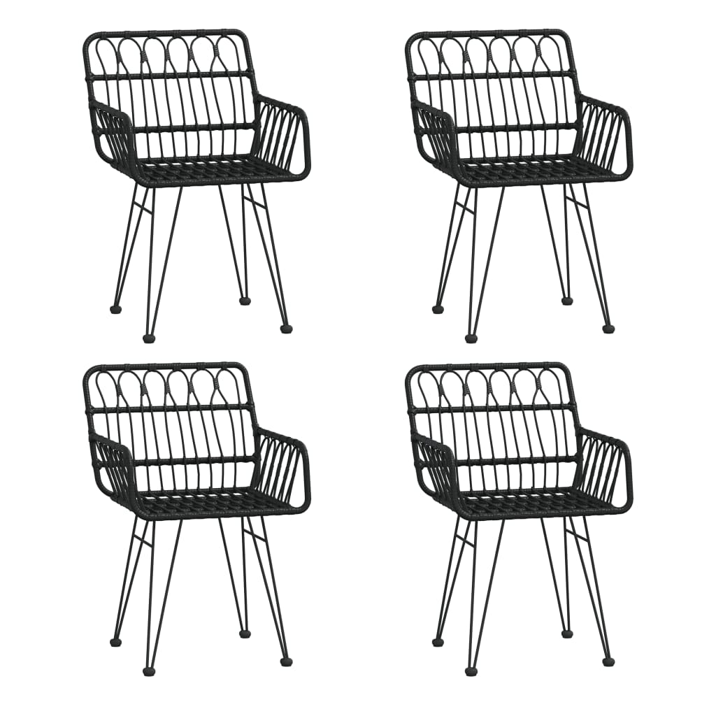 -Delige Tuinset Poly Rattan 5 140 cm tafellengte Zwart