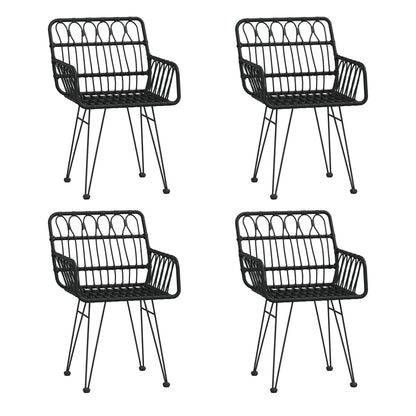 -Delige Tuinset Poly Rattan 5 140 cm tafellengte Zwart