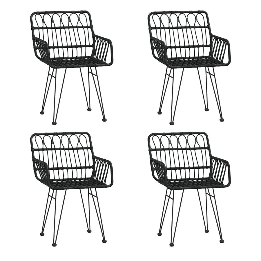 -Delige Tuinset Poly Rattan 5 140 cm tafellengte Zwart