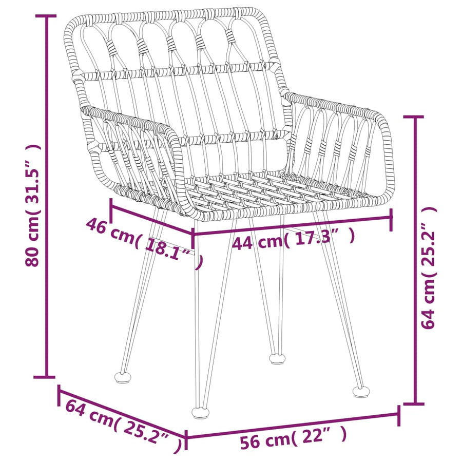 -Delige Tuinset Poly Rattan 5 140 cm tafellengte Zwart