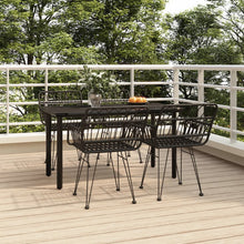 -Delige Tuinset Poly Rattan 5 140 cm tafellengte Zwart