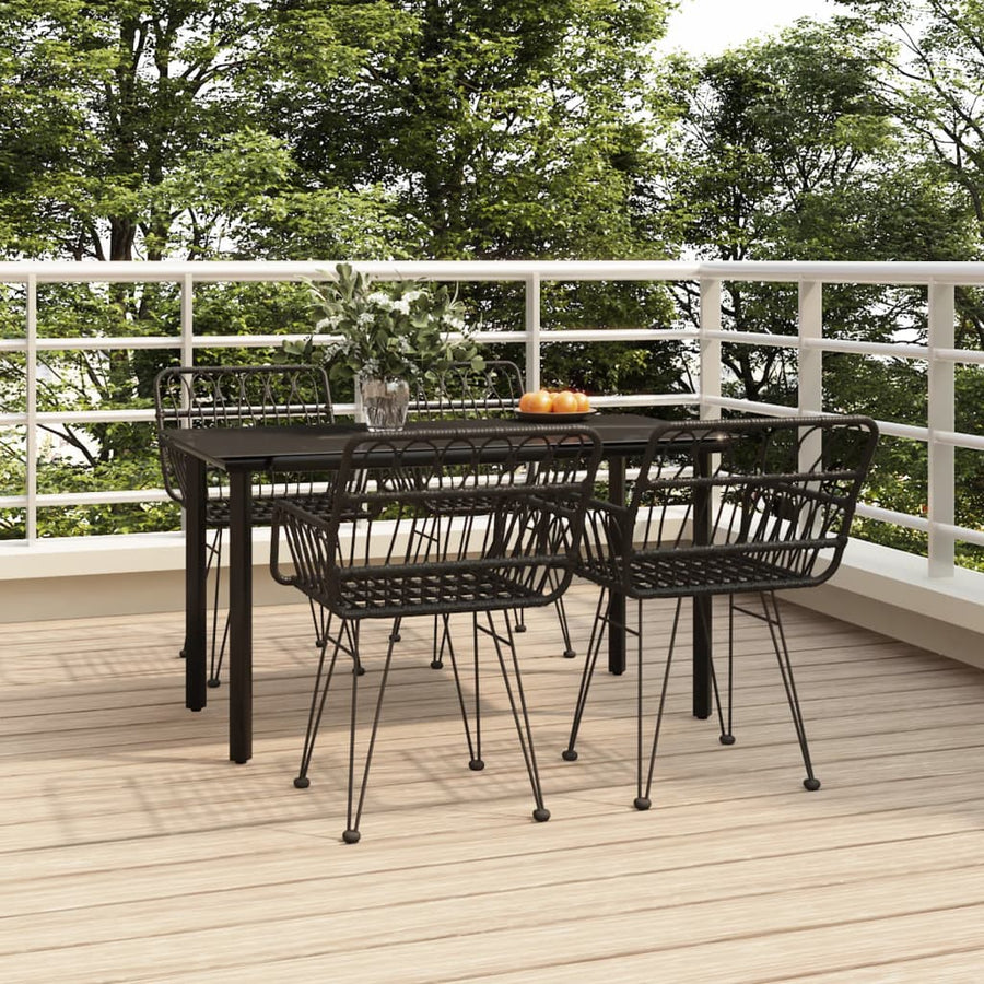 -Delige Tuinset Poly Rattan 5 140 cm tafellengte Zwart