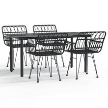 -Delige Tuinset Poly Rattan 5 160 cm tafellengte Zwart