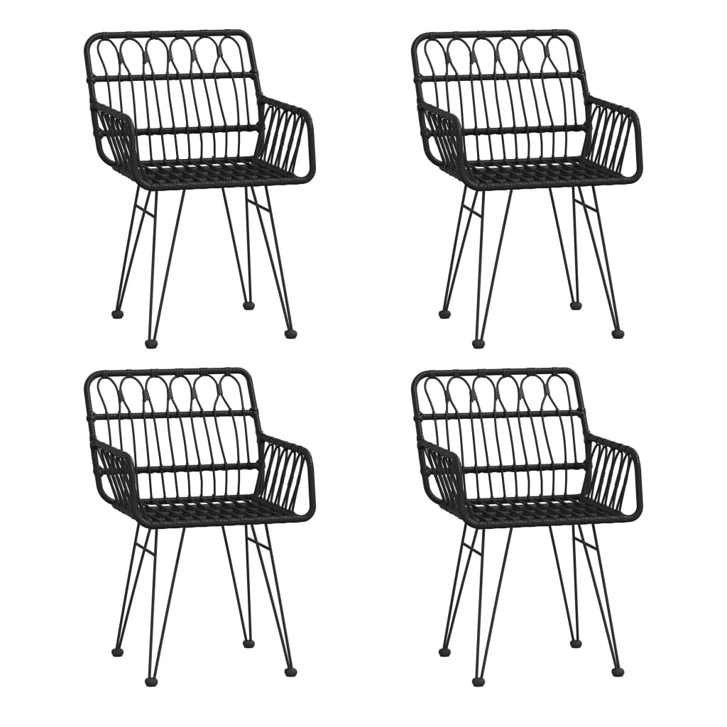 -Delige Tuinset Poly Rattan 5 160 cm tafellengte Zwart