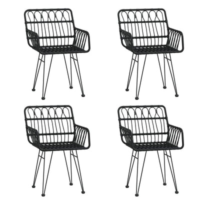 -Delige Tuinset Poly Rattan 5 160 cm tafellengte Zwart