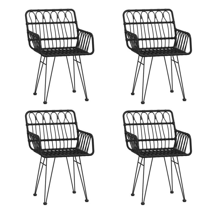 -Delige Tuinset Poly Rattan 5 160 cm tafellengte Zwart