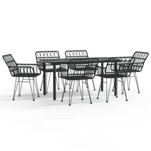 -Delige Tuinset Poly Rattan 7 160 cm tafellengte Zwart
