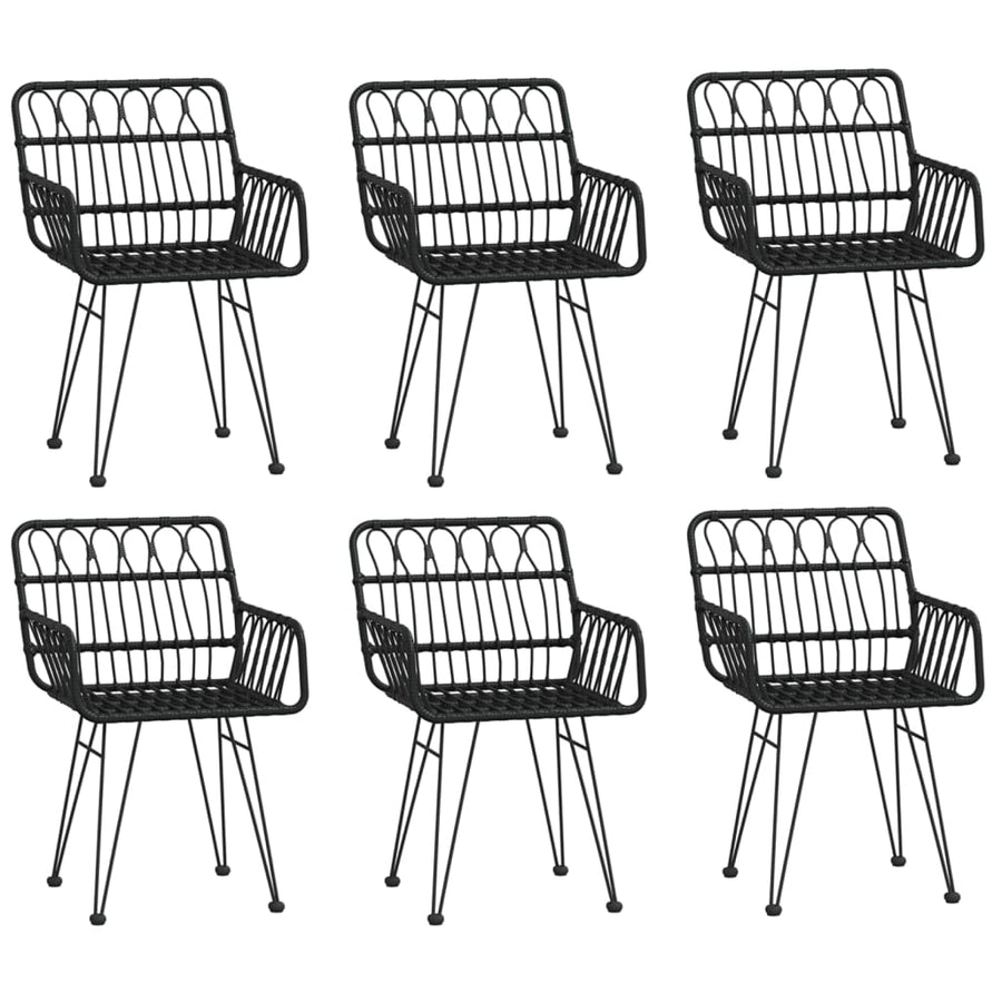-Delige Tuinset Poly Rattan 7 160 cm tafellengte Zwart