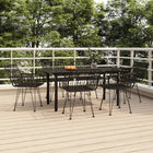 7-piece Outdoor Dining Set poly rattan black