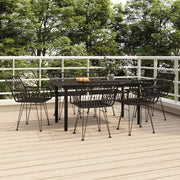Tuinset 7-delig poly rattan zwart