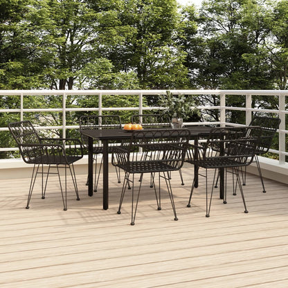 -Delige Tuinset Poly Rattan 7 160 cm tafellengte Zwart