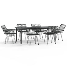 7-Delige Tuinset Poly Rattan 6 200 cm tafellengte Zwart