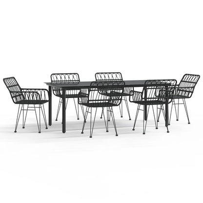7-Delige Tuinset Poly Rattan 6 200 cm tafellengte Zwart