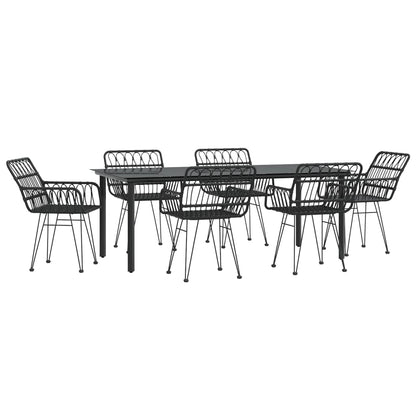 7-Delige Tuinset Poly Rattan 6 200 cm tafellengte Zwart