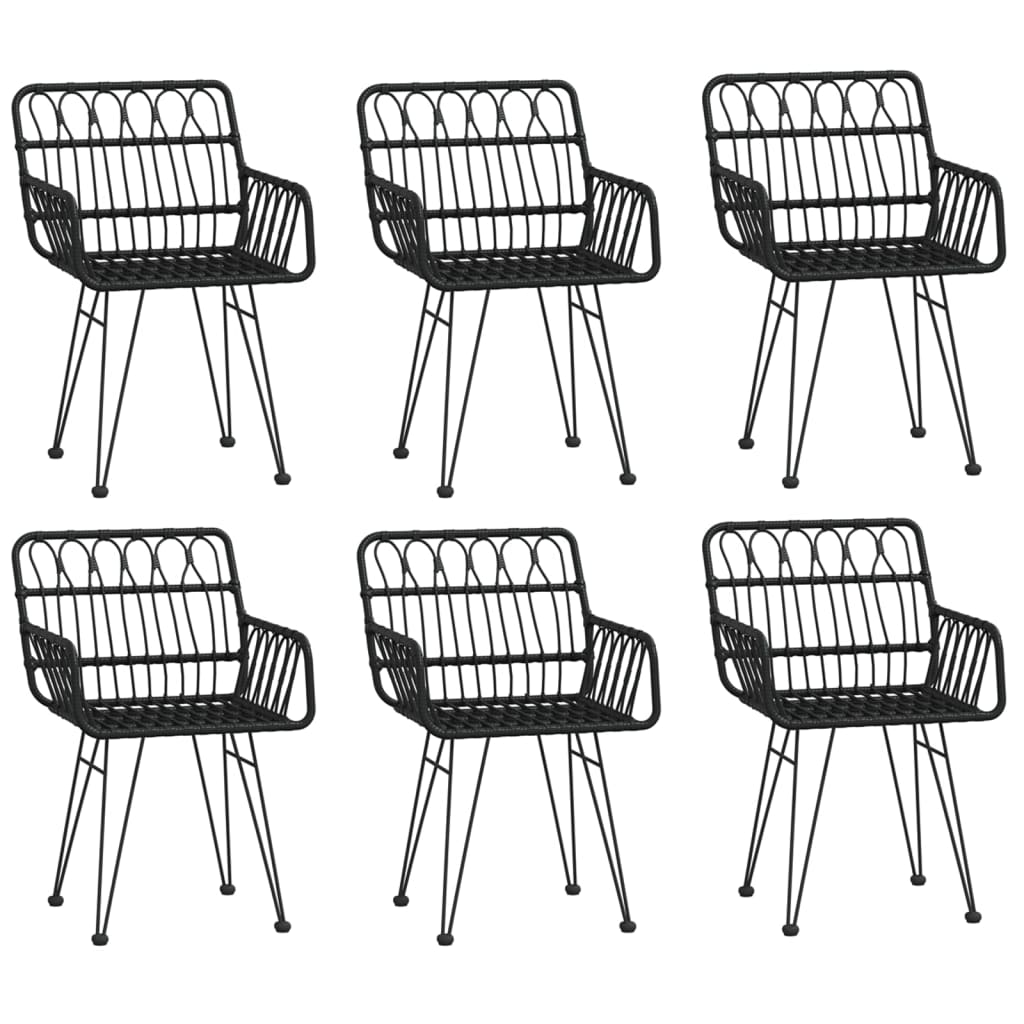 7-Delige Tuinset Poly Rattan 6 200 cm tafellengte Zwart