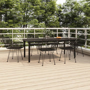 Tuinset poly rattan 7-delig zwart 200 cm tafel