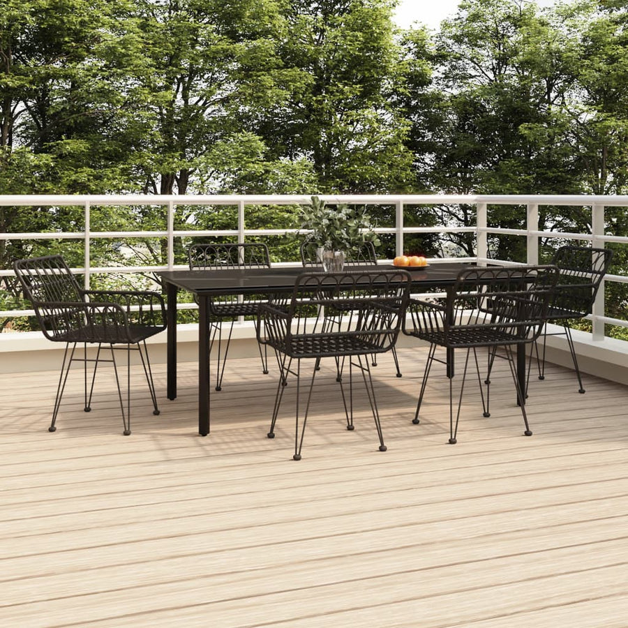 7-Delige Tuinset Poly Rattan 6 200 cm tafellengte Zwart