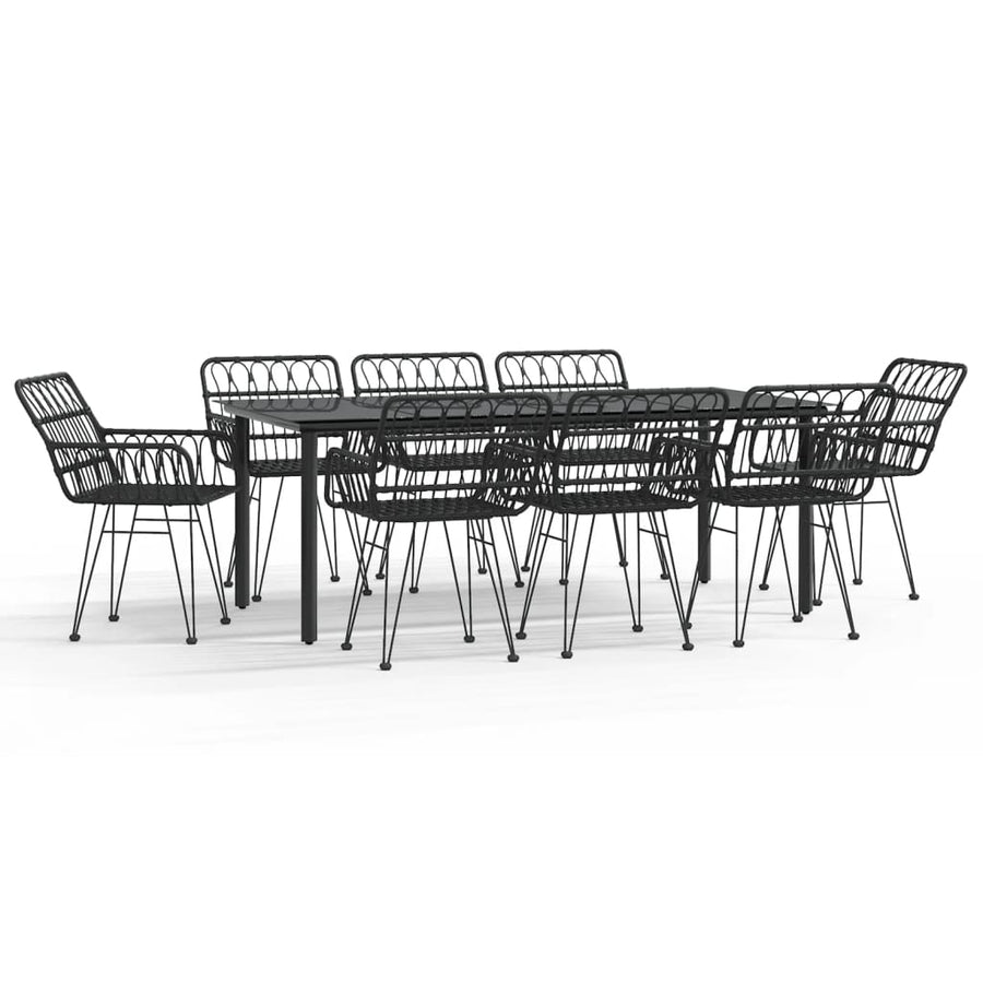 9-Delige Tuinset Poly Rattan 8 200 cm tafellengte Zwart