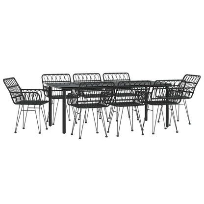 9-Delige Tuinset Poly Rattan 8 200 cm tafellengte Zwart